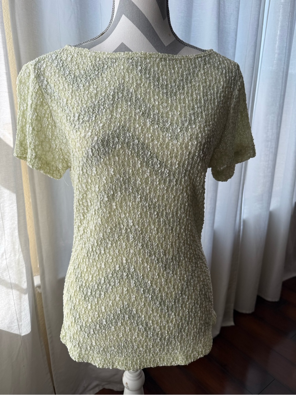 Vintage Clio Light Yellow Textured Short-Sleeve Crewneck Tee